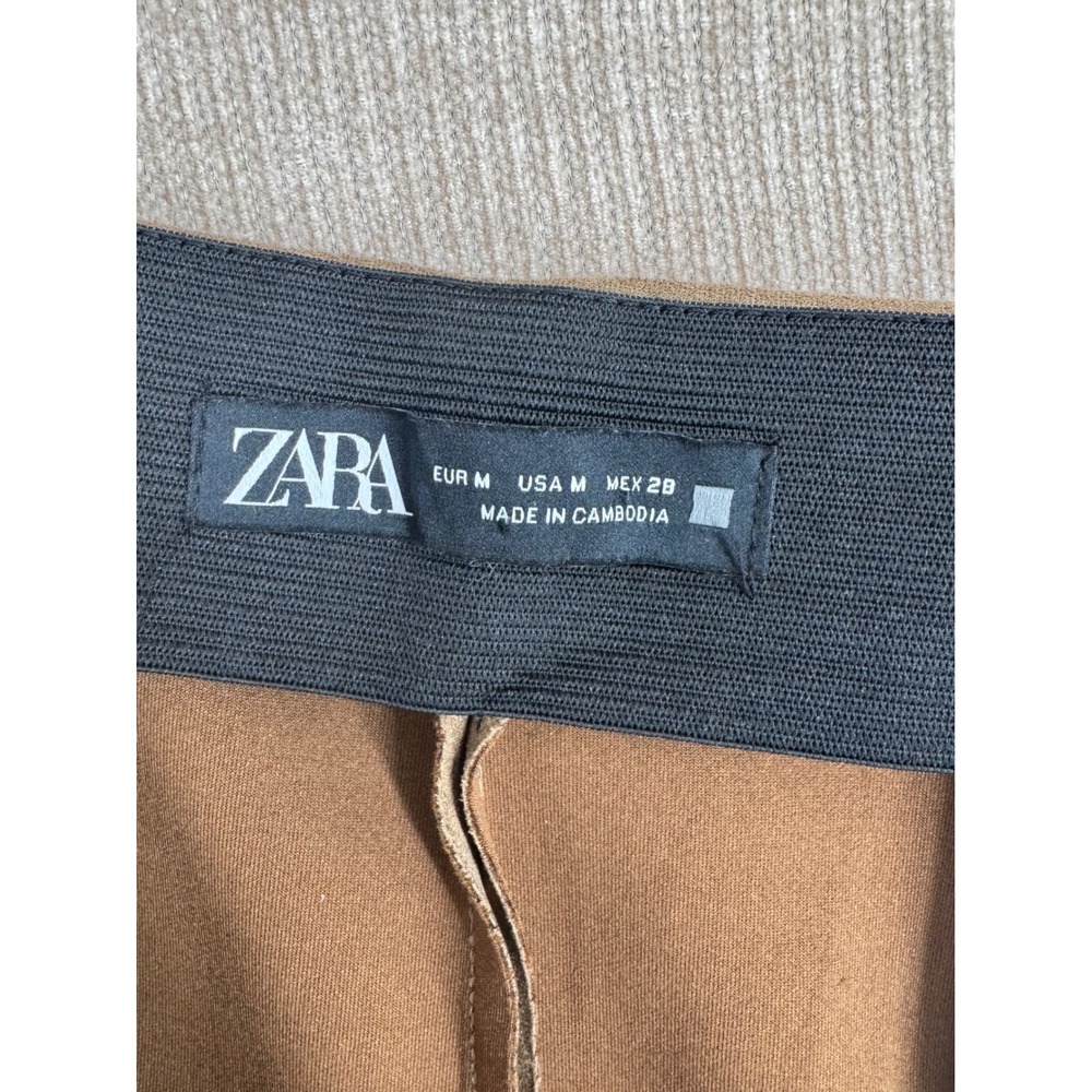 Zara Women Brown Faux Suede High Waisted Seamed Leggings Size M